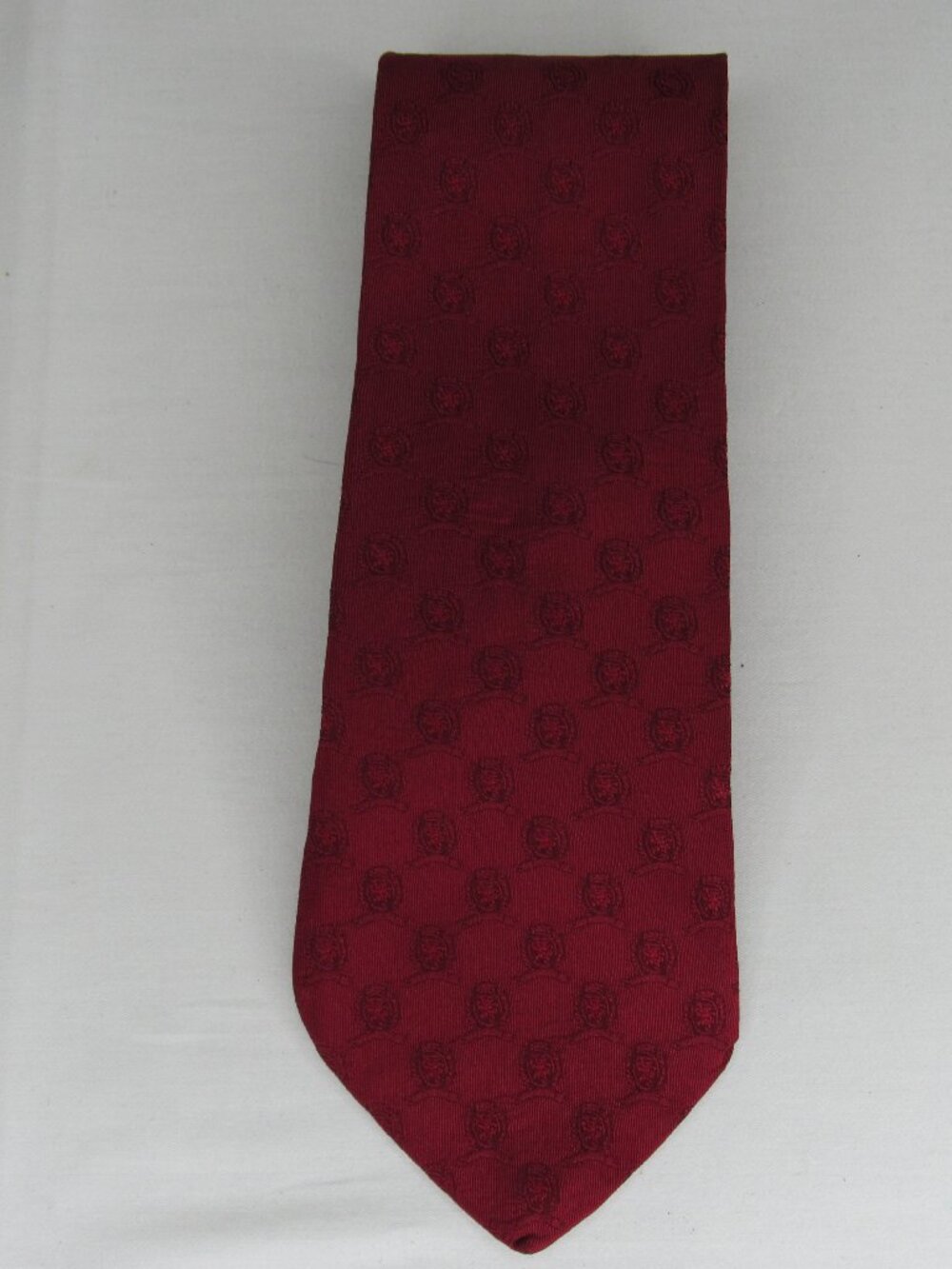 Tommy Hilfiger Red Jacquard Crest Silk Neck Tie